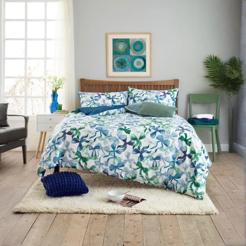 Image of Deyongs Bows Duvet Cover Blue unisex King