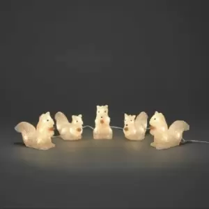 image of In / Outdoor 40 LED Acrylic 5 pc Warm White Squirrels Light Up Xmas Decoration