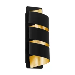 Image of Wall Light Colour Black Gold Vertical Spiral Metal Shade Bulb E14 1x40W
