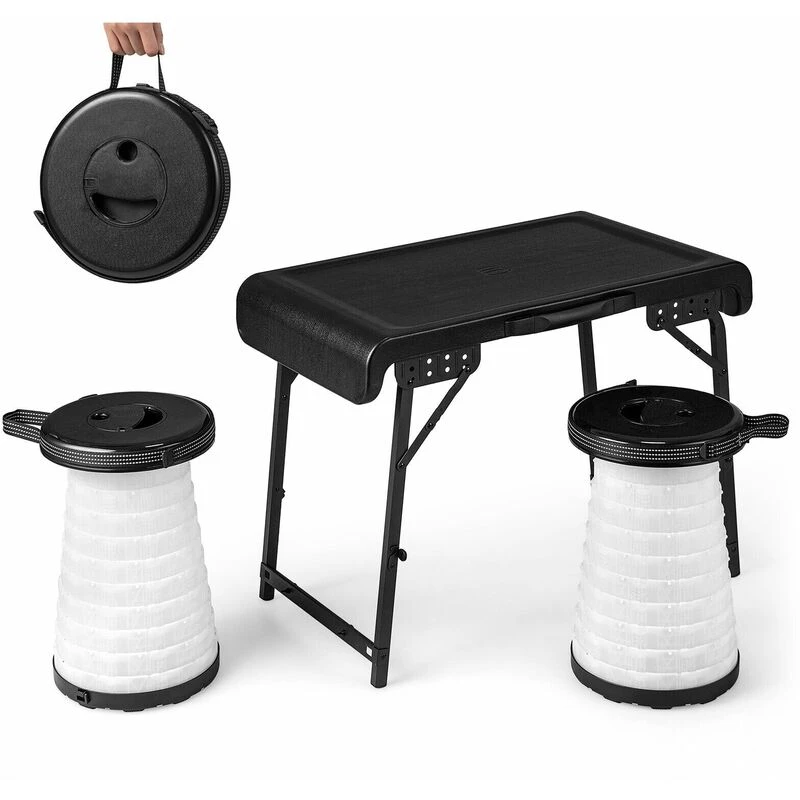 Image of COSTWAY Set of 2 Folding Chairs Outdoor Dining Garden Chairs Armchair with Armrests Black