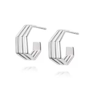 Image of Daisy London Jewellery 925 Sterling Silver Jameela Huggie Hoop Earrings Sterling Silver