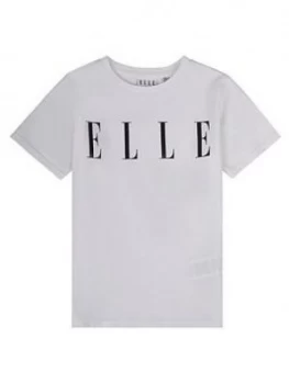 Image of Elle Girls Logo T-Shirt - White, Size Age: 8-9 Years, Women
