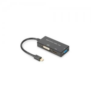 image of ASSMANN Electronic AK-340419-002-S cable interface/gender adapter Mini DP DPHDMI DVI-D Black