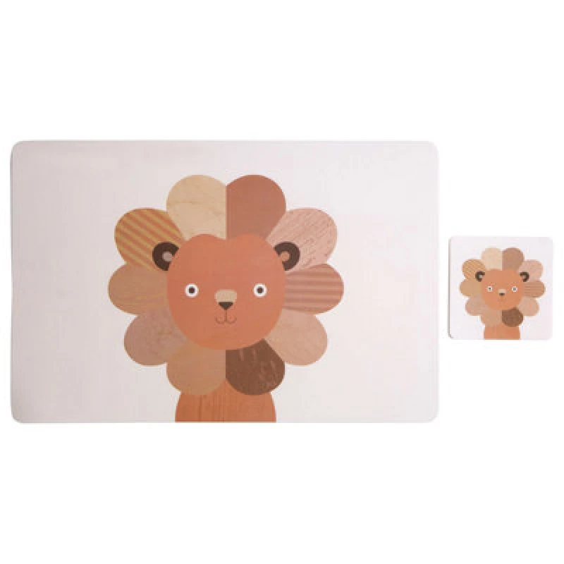 Image of Premier Housewares Effy Set Of 2 Lion Placemats And Coasters Multi