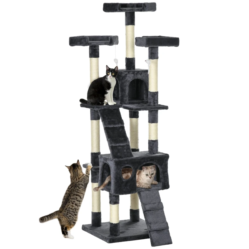 Image of PawHut Cat Tree Scratcher Activity Centre - Condo Scratching Post Toy Bed TJ Hughes 5063603017368