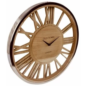 Image of Wooden Clock With Glass Cover 48cm