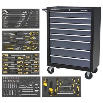 Image of Sealey AP35TBCOMBO3 Rollcab 8 Drawer Ball Bearing Slides Blk/Grey ...