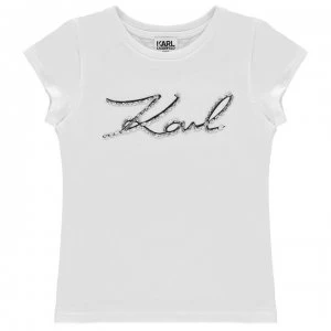 image of KARL LAGERFELD Junior Girls Romantic Sparkles T Shirt - White 10B