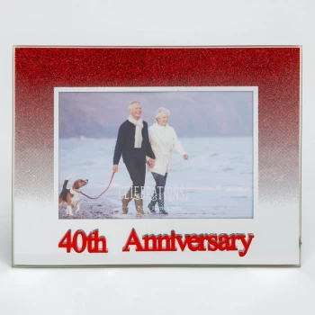 Image of 5" x 3.5" Red Glitter Frame - 40th Anniversary