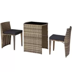 image of Tectake Hamburg Rattan Garden Bistro Set - Brown/Black