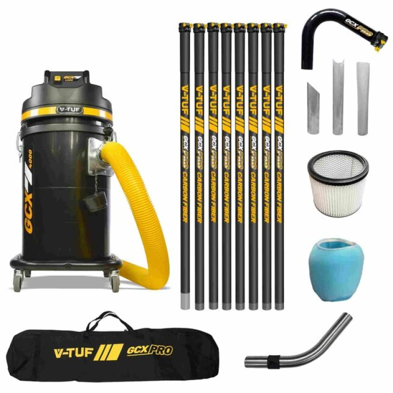 Image of V-TUF GCX4000 1.75kW 37L Wet & Dry Industrial Vacuum Cleaner (230V) + 40ft GCX PRO Gutter Cleaning Kit