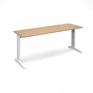 image of TR10 Straight Desk 1800mm x 600mm - White Frame Oak Top