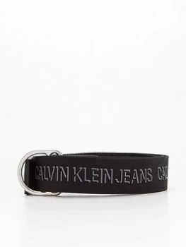 Image of Calvin Klein Jeans Slider D-ring Webbing Belt - Black, Size 105 Cms, Men
