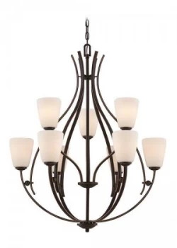 9 Light Multi Arm Chandelier Palladian Bronze Finish, E27