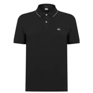 image of CP COMPANY Short Sleeve Tipped Polo Shirt - Black