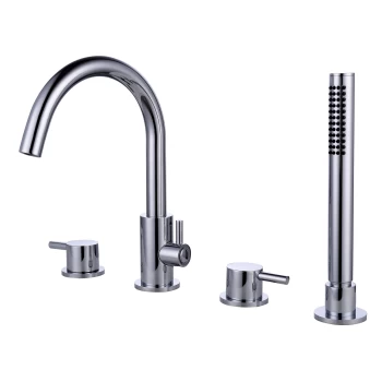 Image of Chrome Bath Shower Mixer Tap - 4 tap hole - Arissa