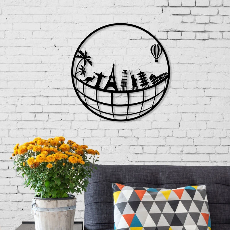 Image of DECORTIE METAL WALL ART NO:21 TRAVEL - Black M.DK.T.13332.12