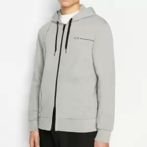 Image of Armani Exchange Logo-Print Cotton-Blend Zip-Up Hoodie - XXL
