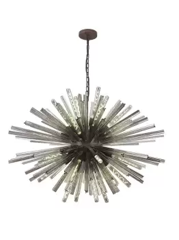 Image of 32 Light E27, Oval Pendant Brown Oxide , Smoke Glass