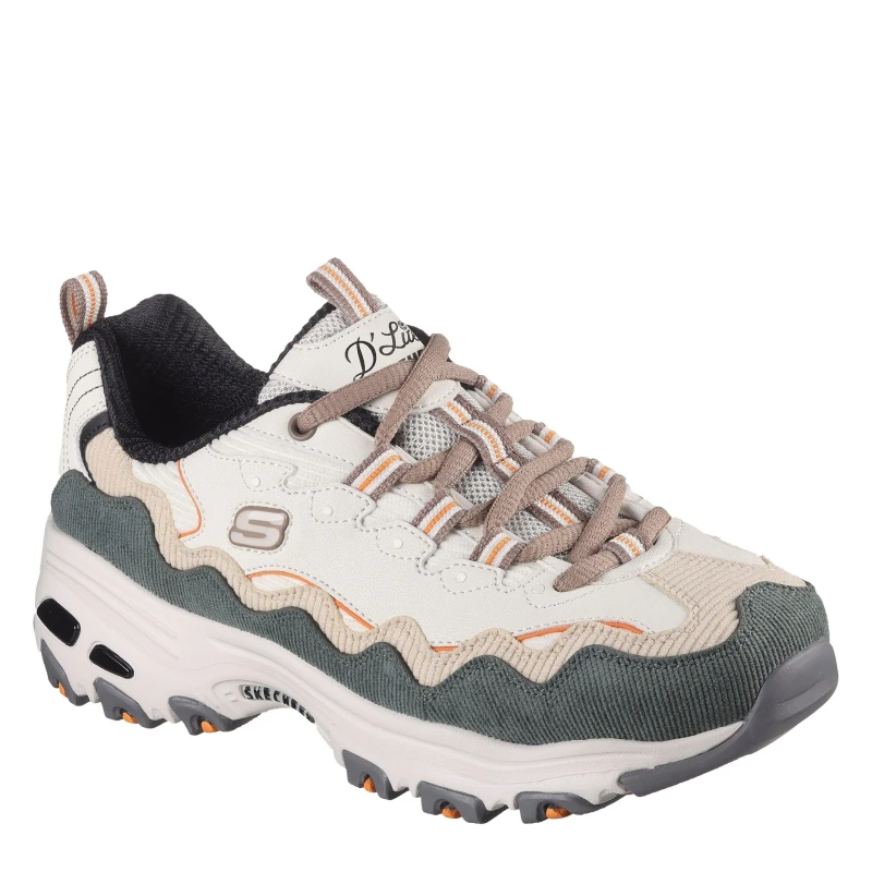 Image of Skechers Womens D Lites Classic Low-Top Trainers Off White/Green female 2 (35)
