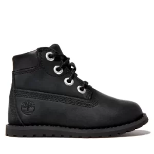 Image of Timberland Toddler Pokey Pine 6" Side-zip Boots In Monochrome Black Kids, Size 5