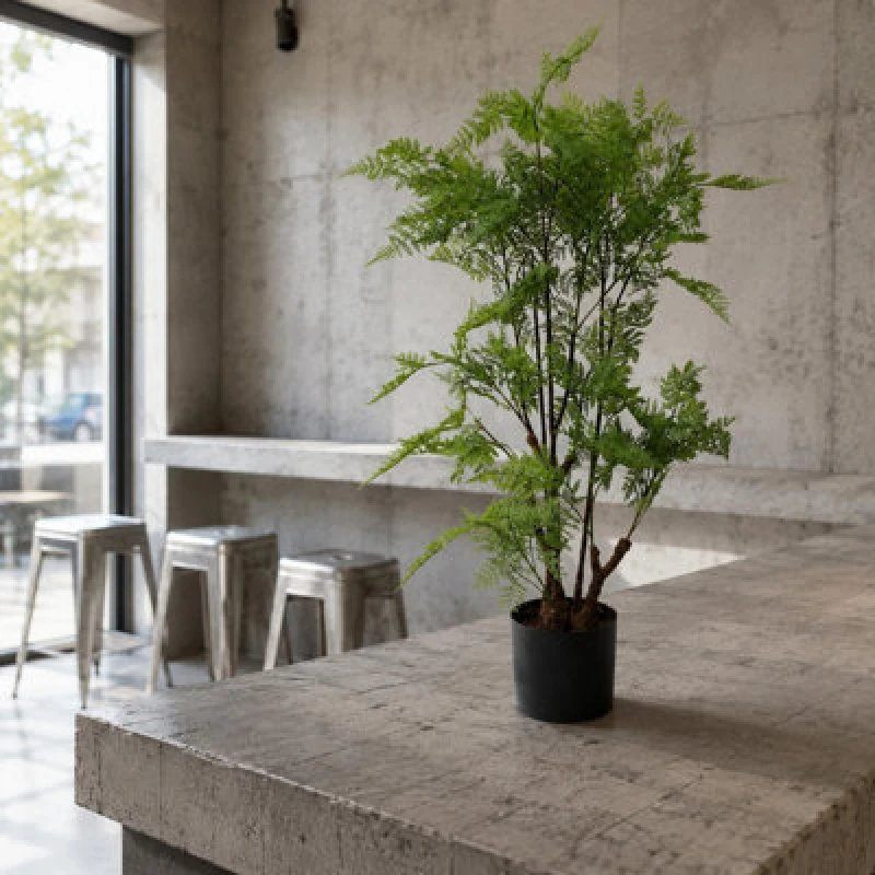 Image of Leaf Design 90cm Artificial Natural Moss Base Fern Foliage Plant