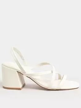 image of Long Tall Sally Cross Over Strap Block Heel Sandal - White, Size 11, Women