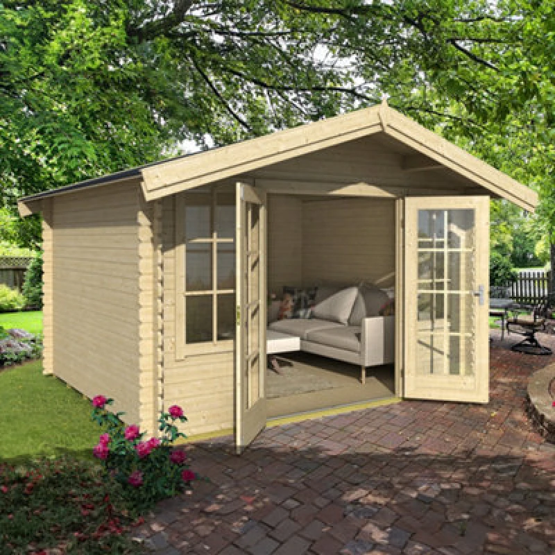 Image of Lasita Maja Lasita Osland Robin Log Cabin - 3.3M X 2.8M - Traditional Log Cabin With Overhang Roof
