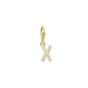 Charmista Gold Plated Zirconia Letter X Charm Pendant 1987-414-14