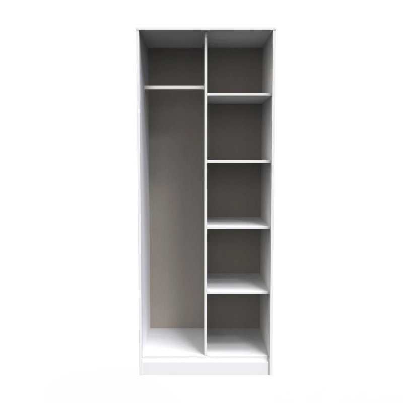 Image of Diamond Ready Assembled Modern Matt White Tall Open Double Wardrobe (H)1970mm (W)740mm (D)530mm