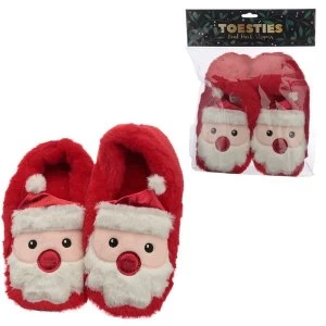 Image of Plush Christmas Santa Heat Pack Slippers (Unisex One Size)