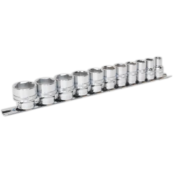 Image of Sealey 11 Piece 3/8" Drive Lock On Hexagon Socket Set Imperial 3/8"