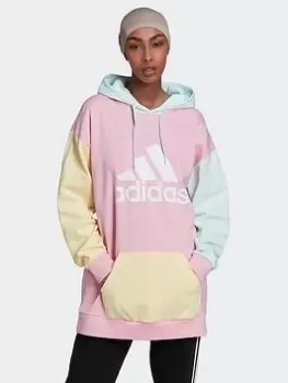 Image of adidas Essentials Colorblock Logo Oversized Hoodie, Pink Size XS Women