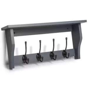 Image of Lewiston 4 Coat Hooks with Shelf - Dove Grey