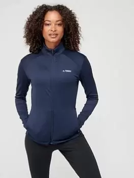 Image of adidas Womens Mountain Full Zip Fleece - Navy Size M Women