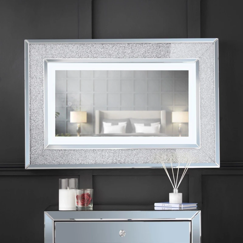 Image of CARME HOME Valentina Grey LED Wall Mirror Grey