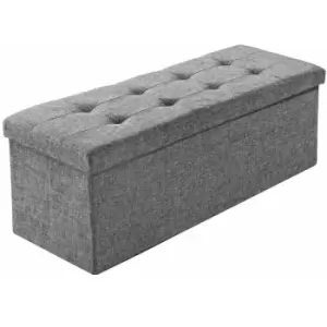 Image of Storage bench foldable made of polyester 110x38x38cm - storage ottoman, shoe storage bench, hallway bench - light grey - light grey