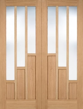 Image of LPD Coventry Fully Finished Oak Glazed Internal Door Pair - 1981mm x 1168mm (78 inch x 46 inch)