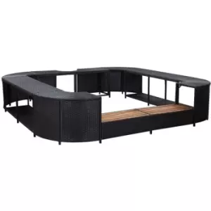 image of Square Spa Surround Black 268 x 268 x 55cm Poly Rattan Vidaxl black