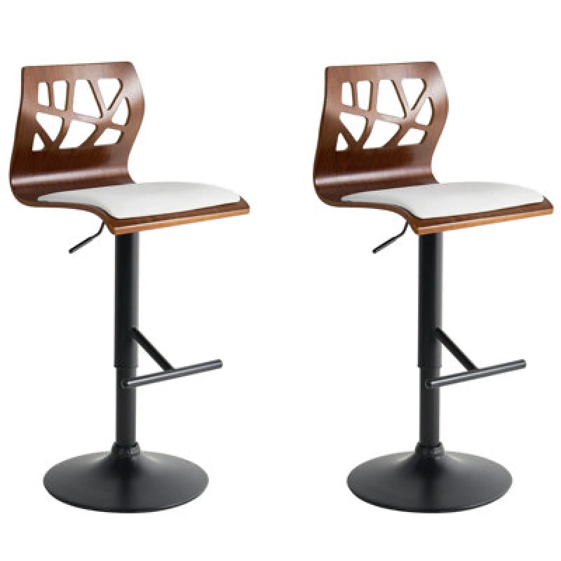 Image of Beliani Set Of 2 Bar Chairs Petersburg Faux Leather White/ Black