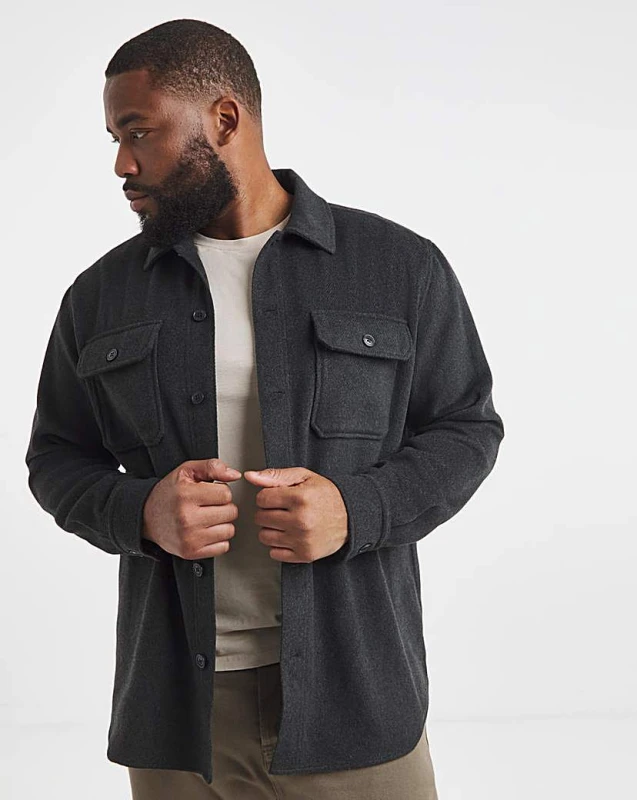 Image of jack & jones Jack & Jones Bradley Ollie Overshirt Black - JACK & JONES - Size: 6XL(66) Black Male 6XL(66) LM07708