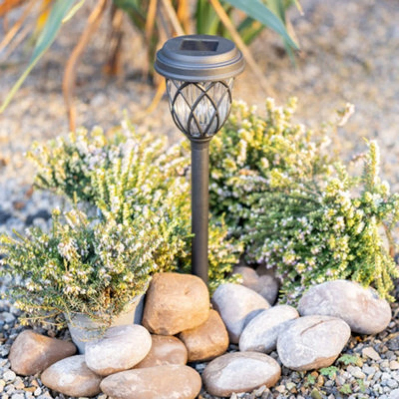 Image of ValueLights Pack of 6 - Solar Powered Black Diamond Spike Lights Black