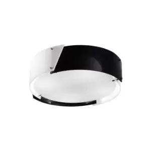 Image of Dakota Flush Ceiling Small 4 Light E27 Polished Chrome/Black & White Acrylic