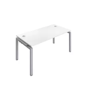 Image of Telescopic Sliding 1 Person Extension Bench with Cable Port and Silver Frame - 1600mm - White