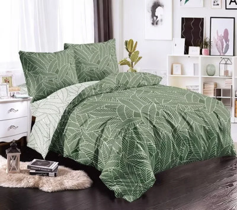 Image of Ezysleep Ezysleep Leaf Print Printed Duvet Cover Set in Green Size: King Green King Unisex 0753775273406