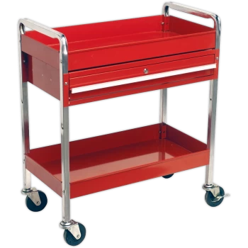 image of Sealey Heavy Duty 2 Shelf Workshop Trolley Red