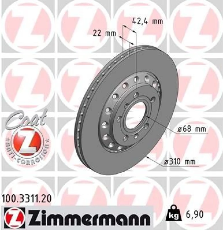 Image of ZIMMERMANN Brake disc ZIMMERMANN 100.3311.20