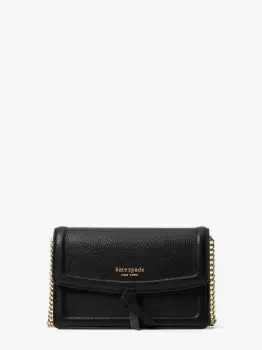 image of Kate Spade Knott Pebbled Leather Flap Crossbody, Black, One Size