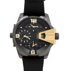 Uber Chief Quartz Black Dial Black Leather Mens Watch