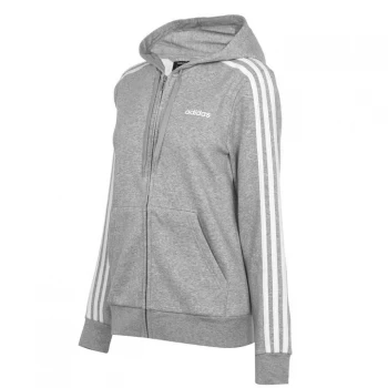 image of adidas 3 Stripe Zip Fleece Track Hoodie Ladies - Med Grey